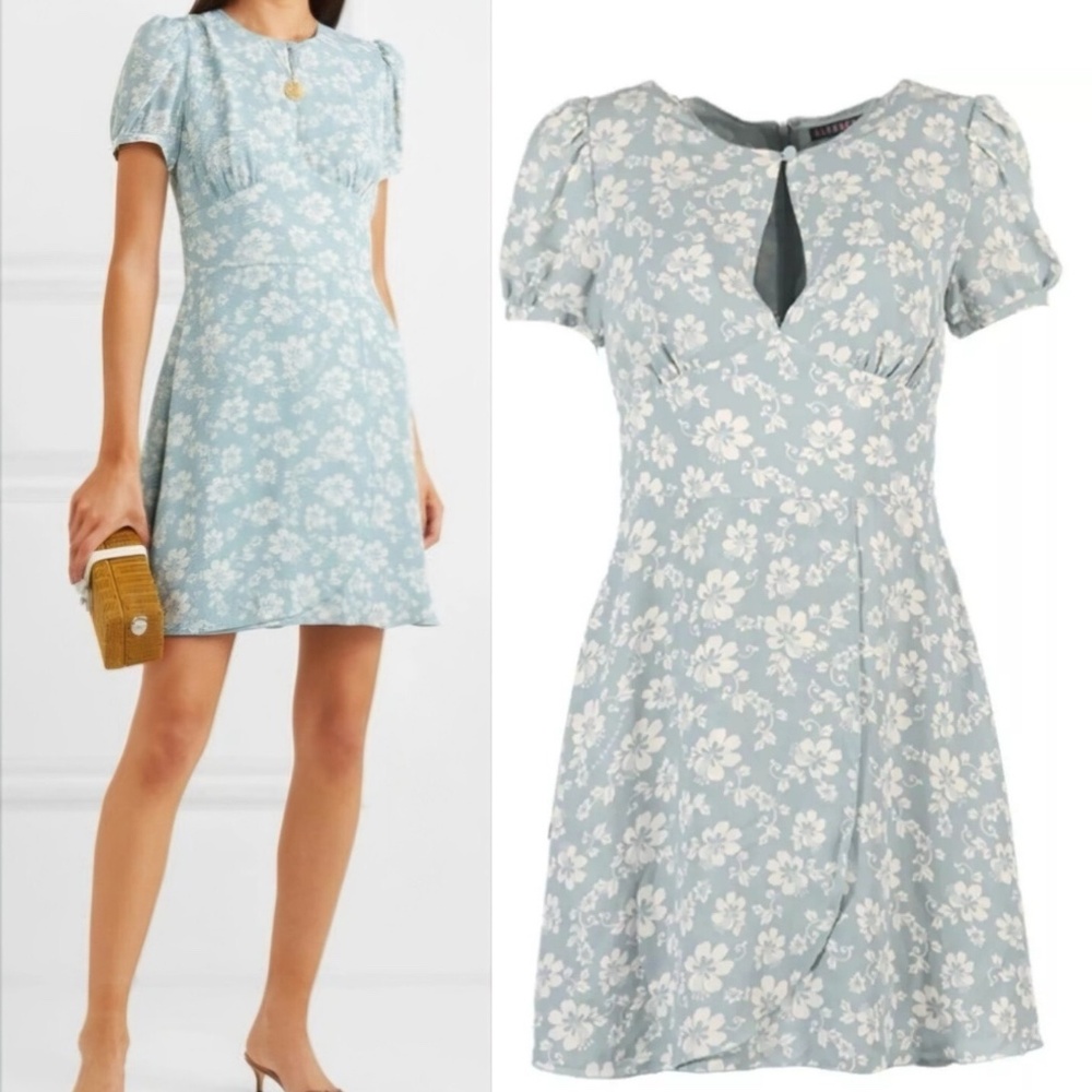 Alexa Chung NWOT Floral Print Crepe De Chine Mini Dress‎ Sz 2